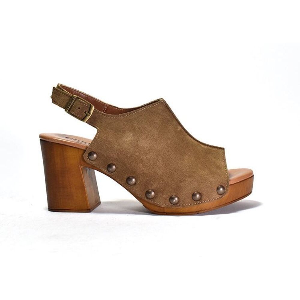 Cordani Tan Suede Studded Block Heel Sandal